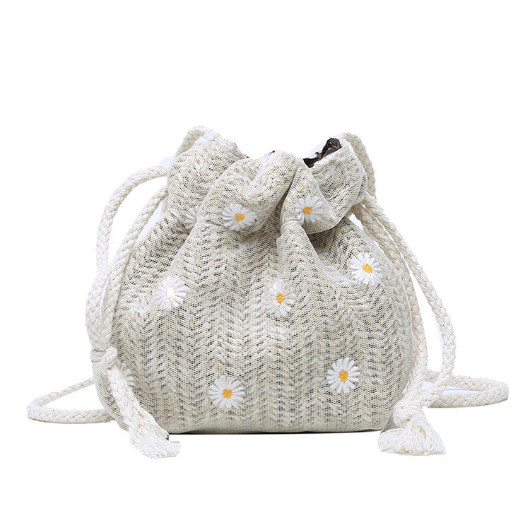 Соломенная + кружевная Женская сумочка, соломенная сумка на плечо для девочек, маленькая плетеная богемная пляжная плетеная Сумка через пле...