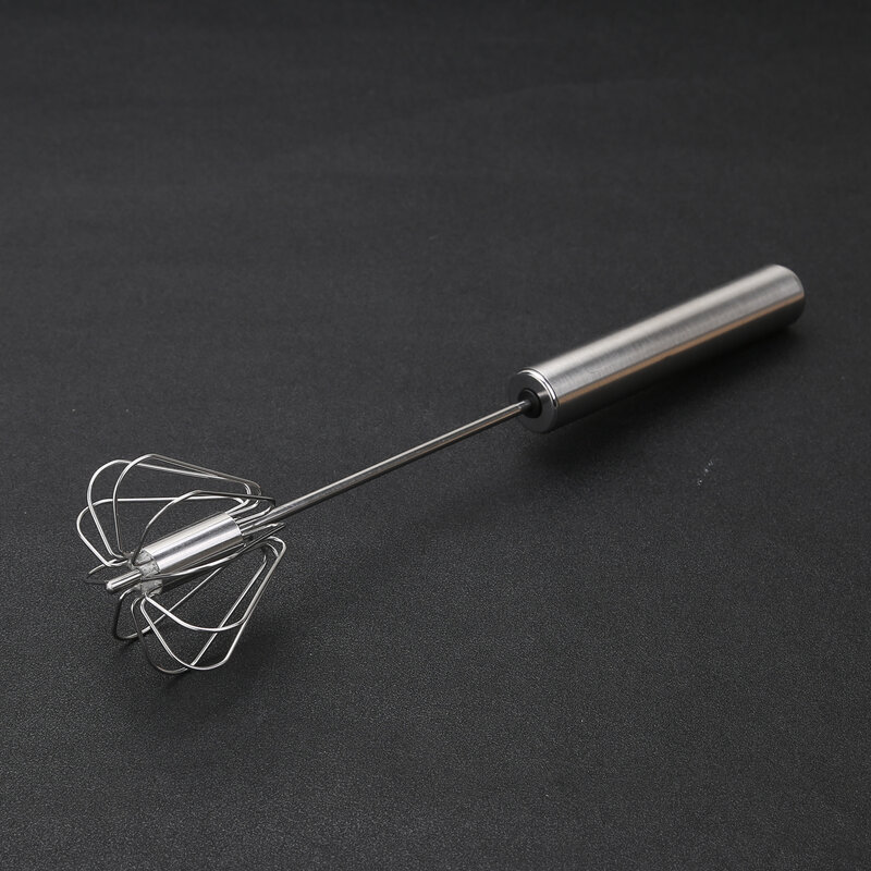 Półautomatyczny obrotowy trzepak ze stali nierdzewnej nacisk dłoni mikser srebrny jajko Stiring narzędzie kuchnia non-stick elastyczny Cracker