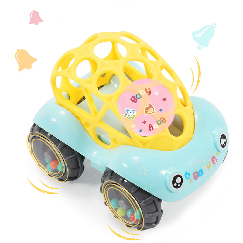 Plastik bayi tidak beracun Warna-warni Hewan Tangan Jingle Shaking Bell Mobil Mainan Kerincingan Mainan Musik Handbell untuk Anak-anak Warna Acak