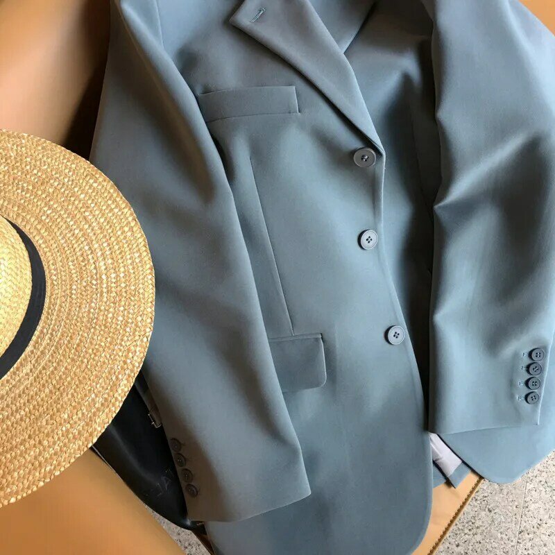 Chaqueta elegante con cuello de muescas para mujer, chaqueta informal de cintura delgada para oficina, traje femenino de primavera 2023