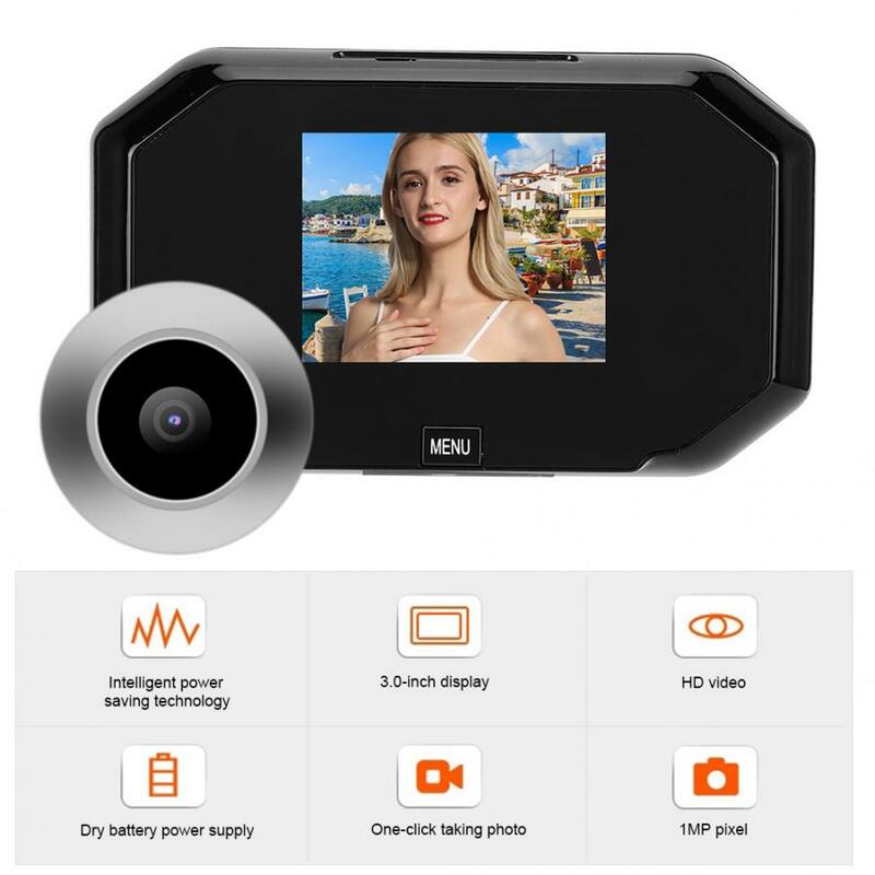 Mirilla Digital inteligente para puerta, Visor de puerta de 3 pulgadas, 720P, pantalla HD, timbre, cámara de vídeo de seguridad