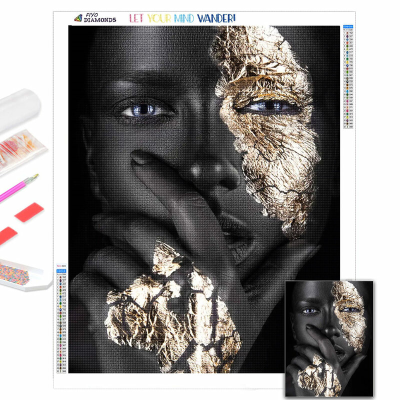 5D алмазная живопись «сделай сам», картина Африканской черной женщины, скандинавский алмаз, искусство, мозаика, вышивка крестиком, домашний ...