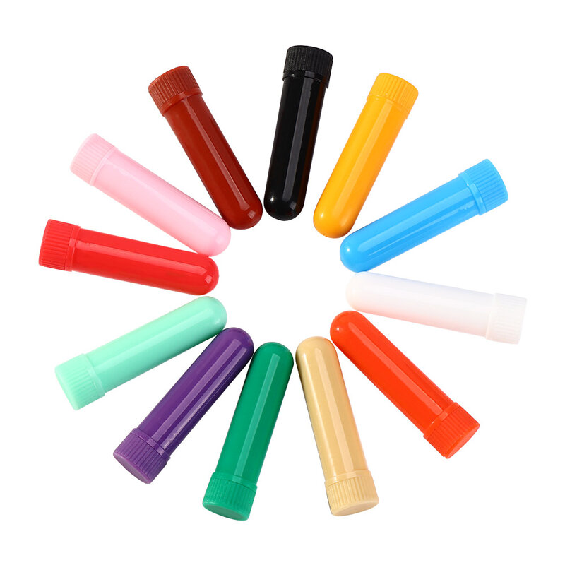 Brand New Essential Oil Aromatherapy Blank Nasal Inhaler Sticks 12 Empty Tubes Or 12Pcs White Cotton Wicks Optional Portable