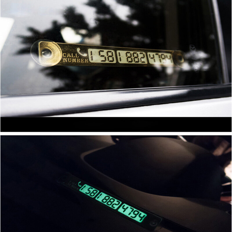 Temporary Car Parking Card Telephone Number Card Notification Night Light Sucker Plate Car Styling Phone Number Card Accessories