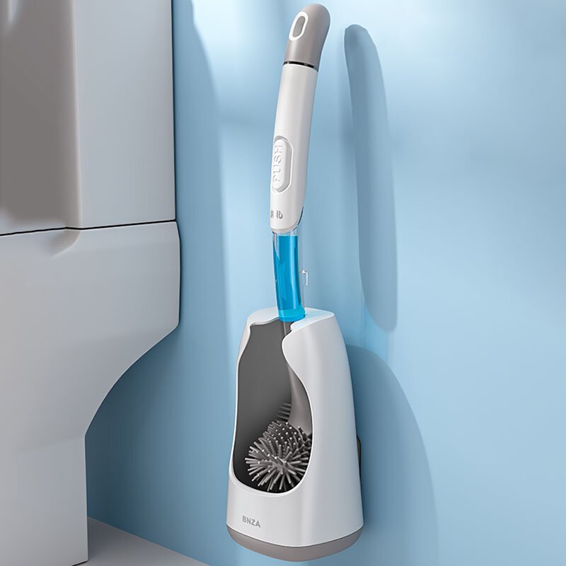 Nova escova de vaso sanitário com tubo de limpeza tpr canto escova de limpeza parede-livre perfurada ferramenta de limpeza do agregado familiar acessórios do banheiro