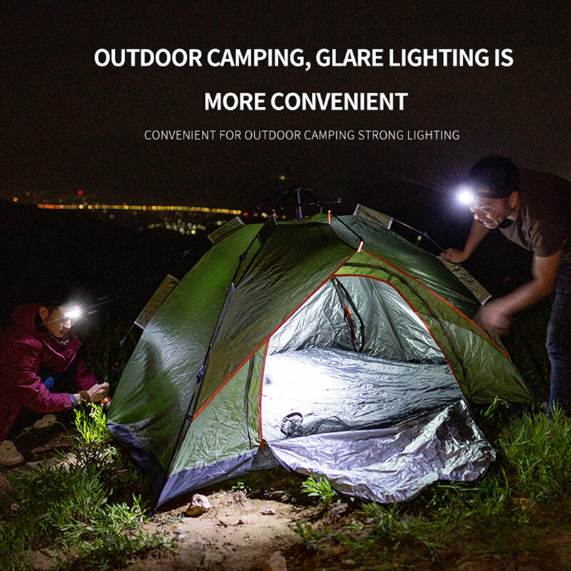 ไฟหน้าแบบชาร์จไฟได้หัวโคมไฟกลางแจ้งโคมไฟตกปลากันน้ำ LED USB ชาร์จไฟฉายสำหรับ Camping