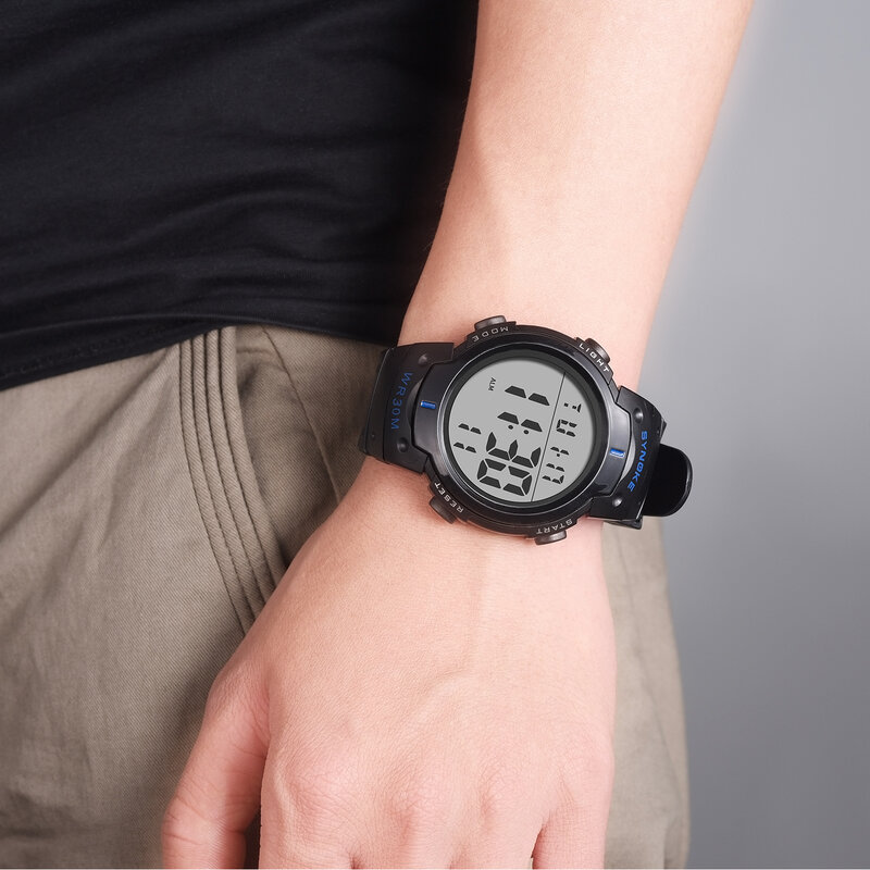 Relojes de esfera grande para Hombre, Reloj deportivo militar de marca de lujo, resistente al agua, alarma LED Simple, Reloj de pulsera Digital para Hombre