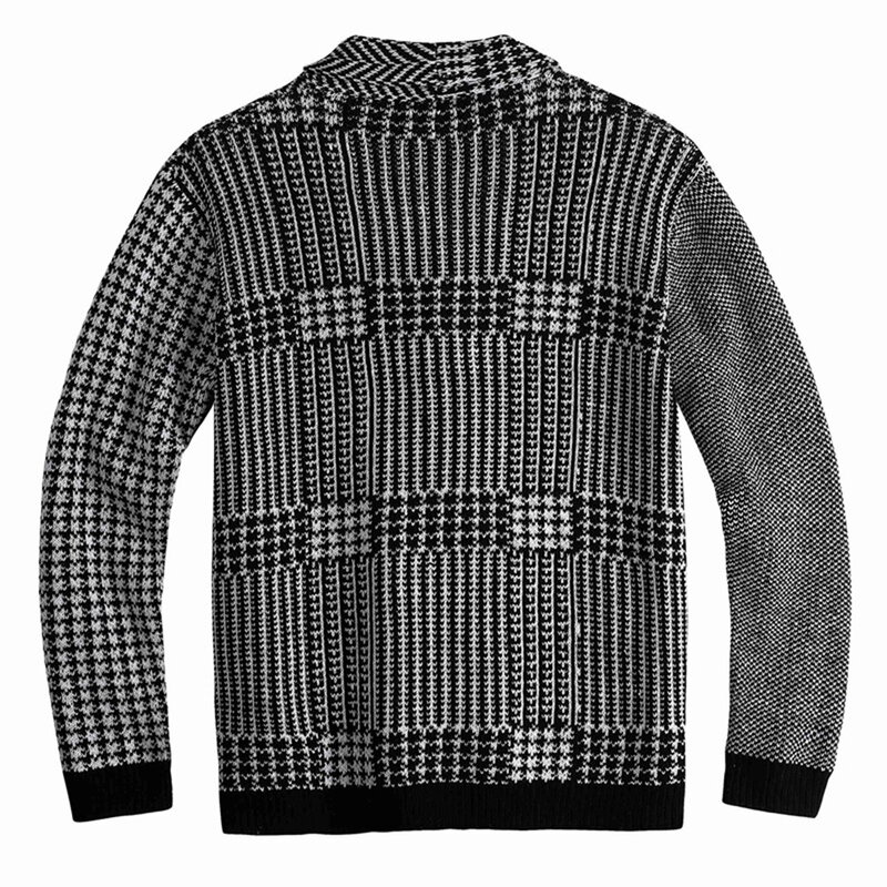 Jesienno-zimowa nowa męska żakardowa kontrastowa dzianinowa sweter guzik z długimi rękawami sweter sweter kurtka z dzianiny SY0035