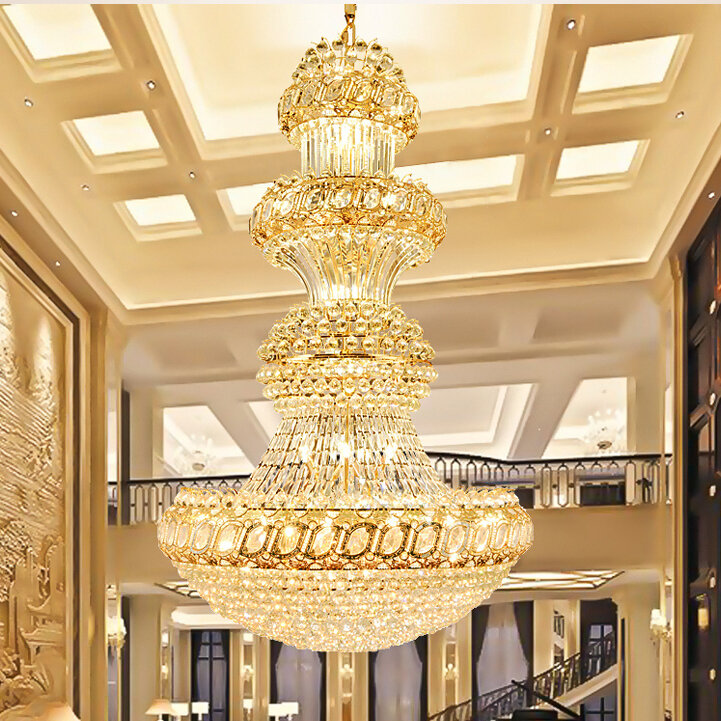 Lustre de cristal americano moderno, grande, longo, europeu, luzes, luminária, hotel, iluminação interior