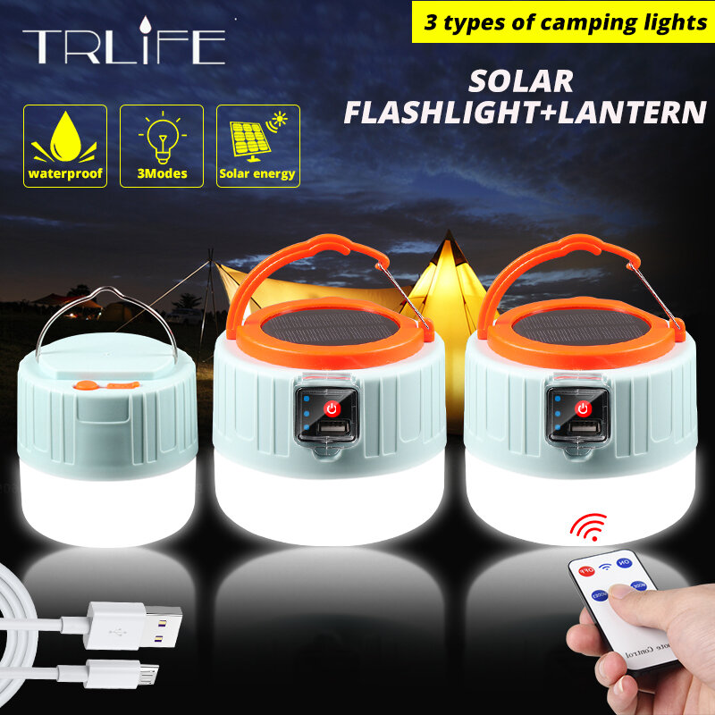 Power Camping Light Outdoor Solar LED Bulb Lights Portable LED Lantern Light Home Night 7200mAh USB Rechargeable Emergency Light