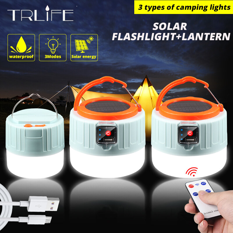 Puissance Camping lumière extérieure LED solaire ampoule lumières lanterne LED Portable LED lanterne lumière maison nuit 7200mAh USB Rechargeable lumière de secours