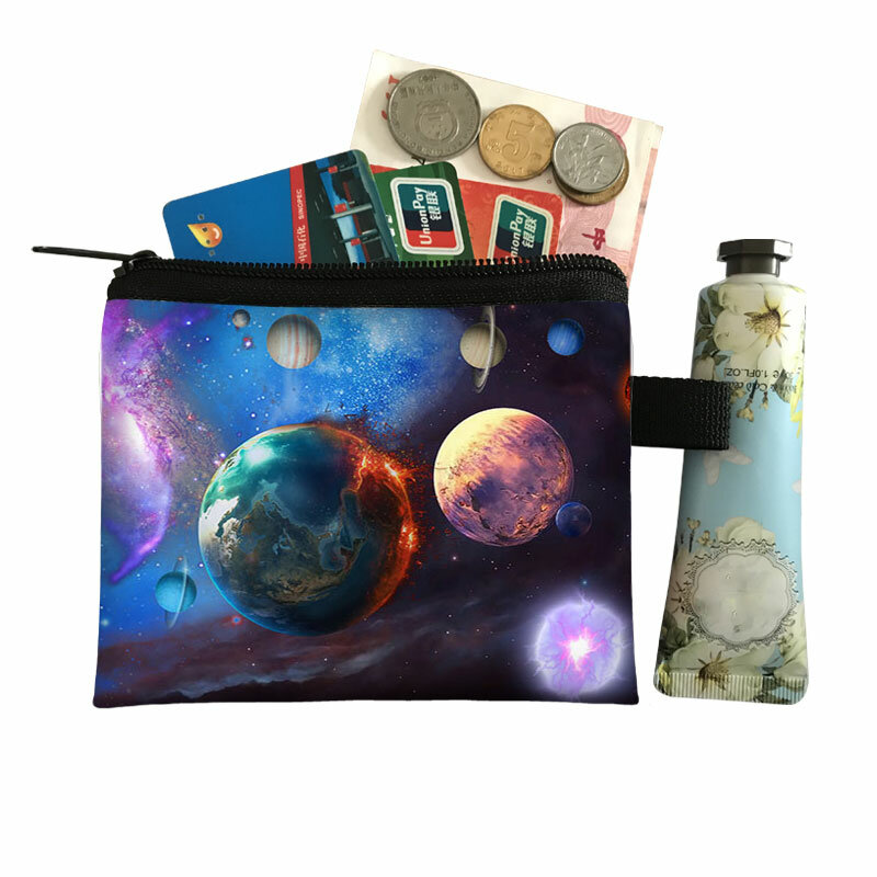 재미 있은 Occupy Mars 동전 지갑 외계인 갤럭시 소년 소녀 지갑 우주선 별 미니 지갑 십대 돈 동전 가방 작은 핸드백