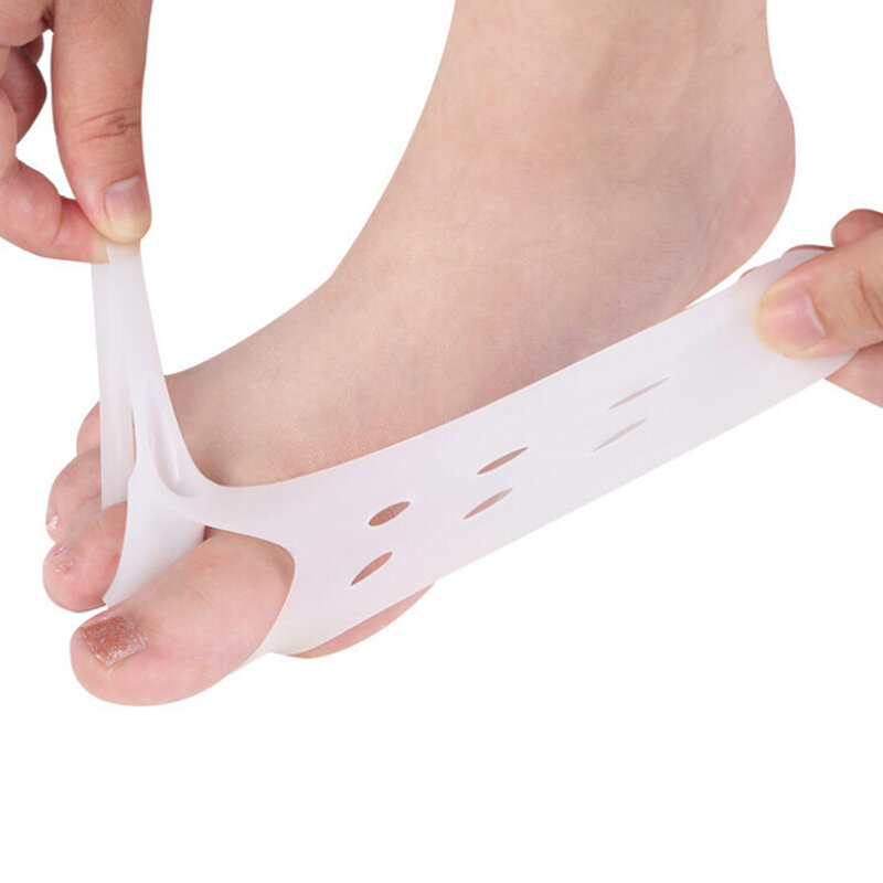 Силиконовый гелевый разделитель для пальцев ног, 2 шт., с двумя отверстиями, для вальгусной деформации большого пальца стопы