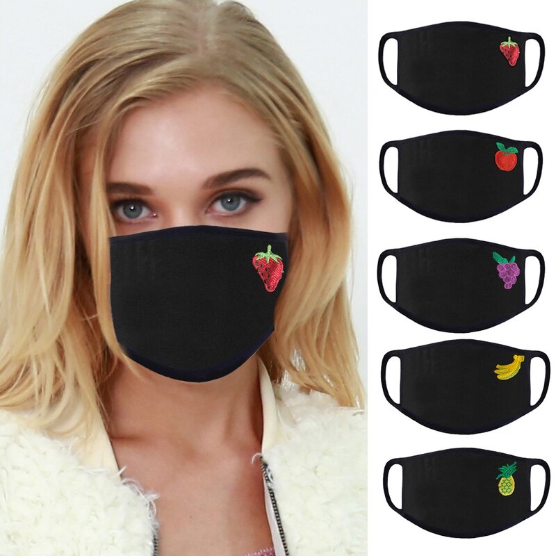 Embroidery Reusable Cotton Mask Masque De Protection Black Anti Dust Pollution Mouth Face Mask Mondkapjes Breathing Mascarillas