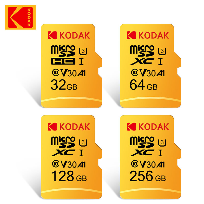 Kodak-tarjeta de memoria Micro SD TF Original, Clase 10, 16GB, 32GB, 64GB, 100% GB, 128GB, teléfono inteligente, tableta, cámara, gopro, 256