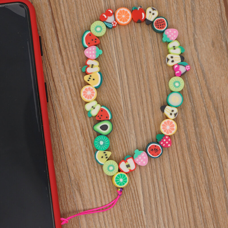 Irregular dos desenhos animados fruta bonito do telefone móvel correias cordão acessórios para meninas verão moda novo telefone universal cordão corda