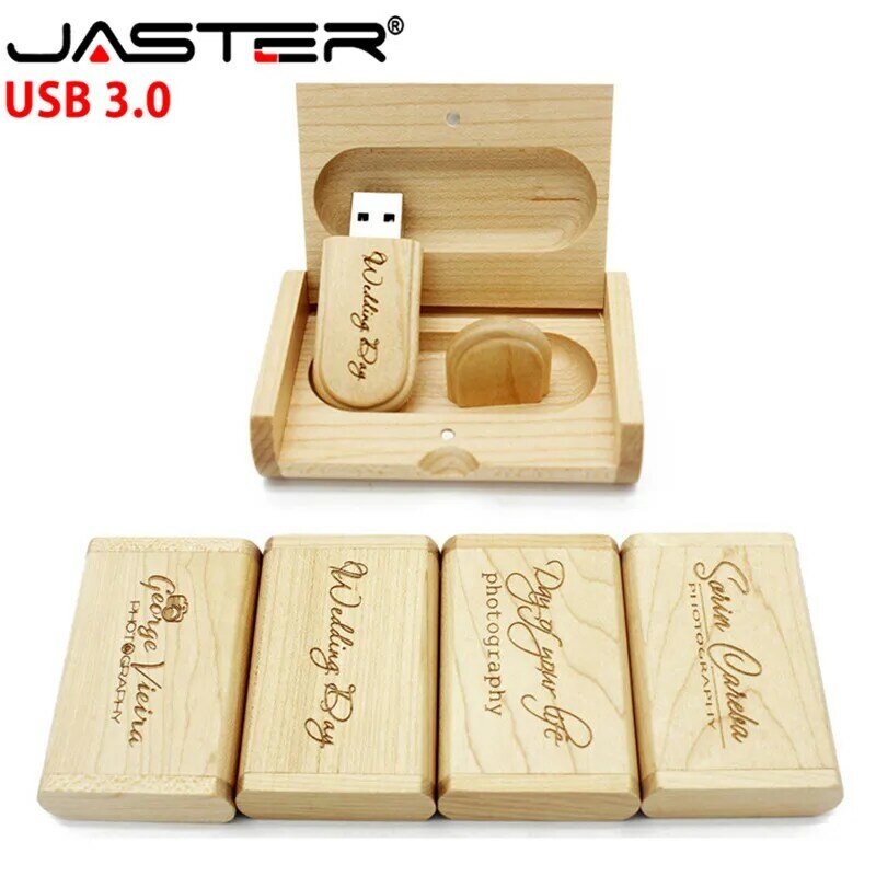 JASTER-USB 3.0 صندوق خشبي للكمبيوتر ، ترويج إبداعي ، مع شعار مخصص مجاني ، عصا خشبية بيضاوية ، صندوق usb ، 4 جيجابايت/8 جيجابايت/16 جيجابايت/32 جيجابايت/64 ...