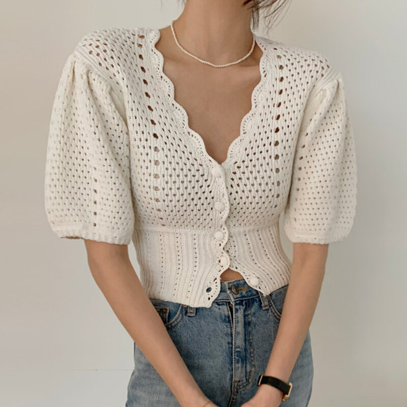 summer v-neck knit tops summer women shirt 3012#