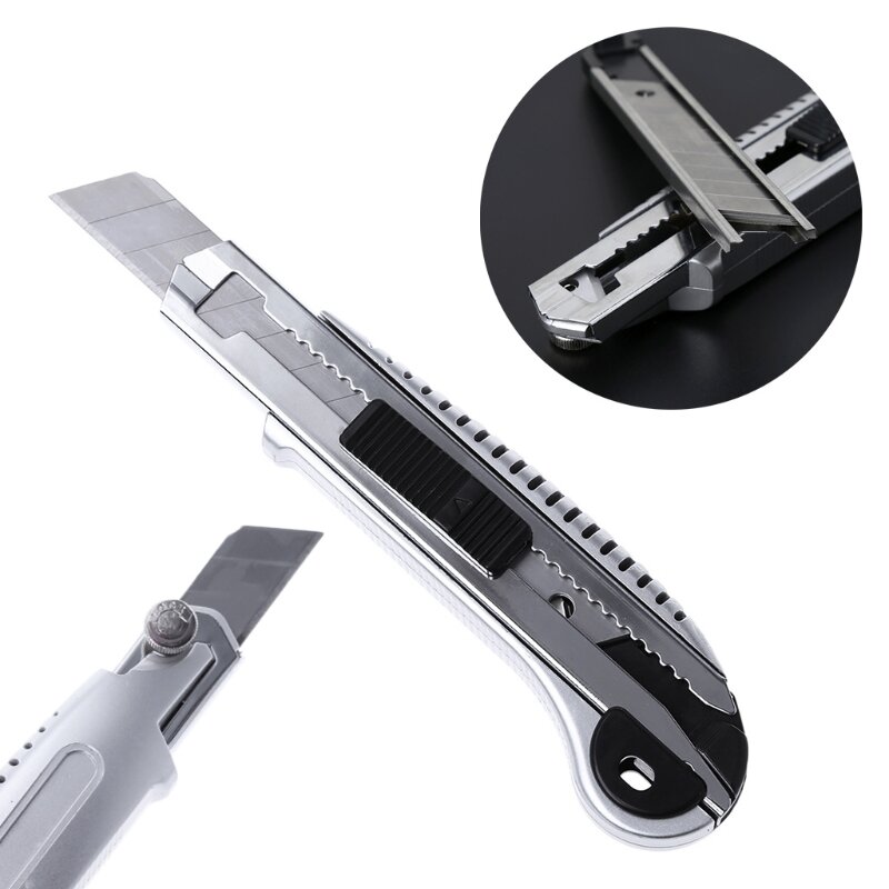 Aço inoxidável cortador de papel de parede corte utilitário faca cortador lâmina de barbear retrátil cortador de papel material escolar