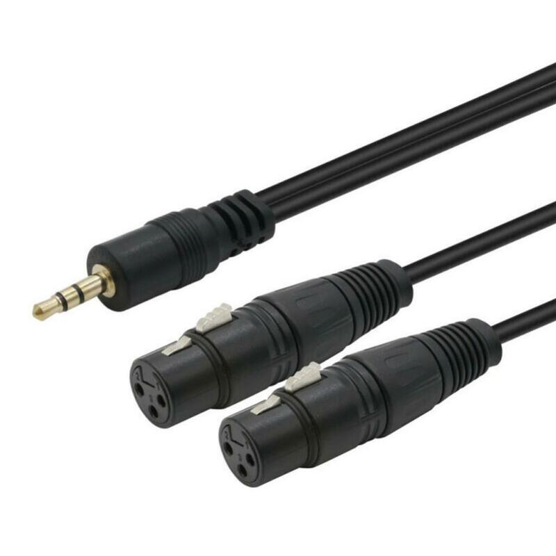 3.5mm 1/8'' TRS Male to Dual XLR Female Cable Cord Y Splitter Adaptor Plug