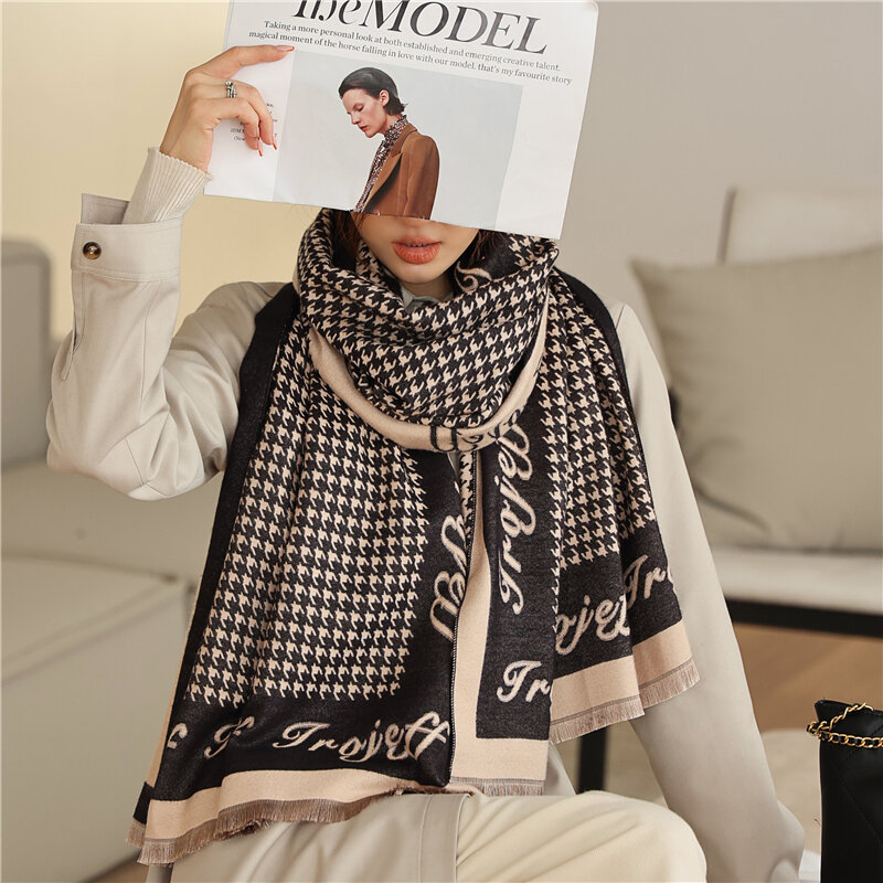 Warm Cashmere Scarf Women Luxury Brand Shawls Thick Pashmina Blanket Neckerchief Design Foulard Wrap Bufanda Poncho 2021 Echapre