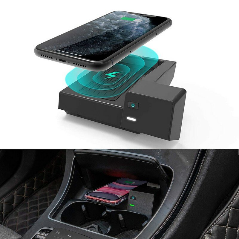 Беспроводное Автомобильное зарядное устройство для Mercedes Benz C-Class GLC Accessories 2021-2015 для Mercedes-Benz C300/C43 AMG/C63 AMG/C63 AMG S/GLC300