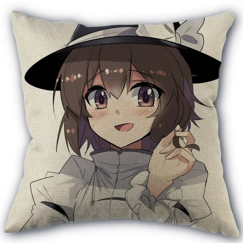 45X45cm almohada cubierta Renko Usami Anime cuadrado de cremallera de algodón de lino funda para almohada de dormitorio hogar decorativo funda de almohada 0318