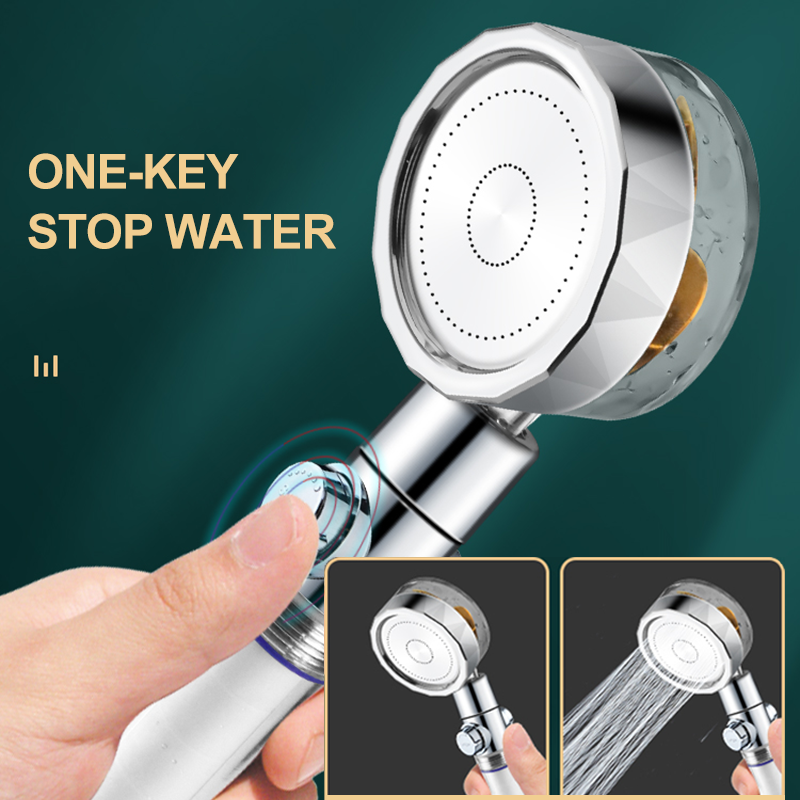 Propeller Shower Head High Pressure Set 360 Rotate With1 Free Water Filter Golden Fan Turbocharge Pure Rainfall Helix Eco Shower