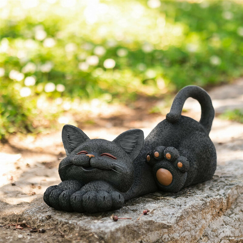 Funny Whimsical Cat Smiling Garden Statue Decorate For Home Ornaments  Garden Yard Garden Yard Animal Sculptures Outdoor Decor