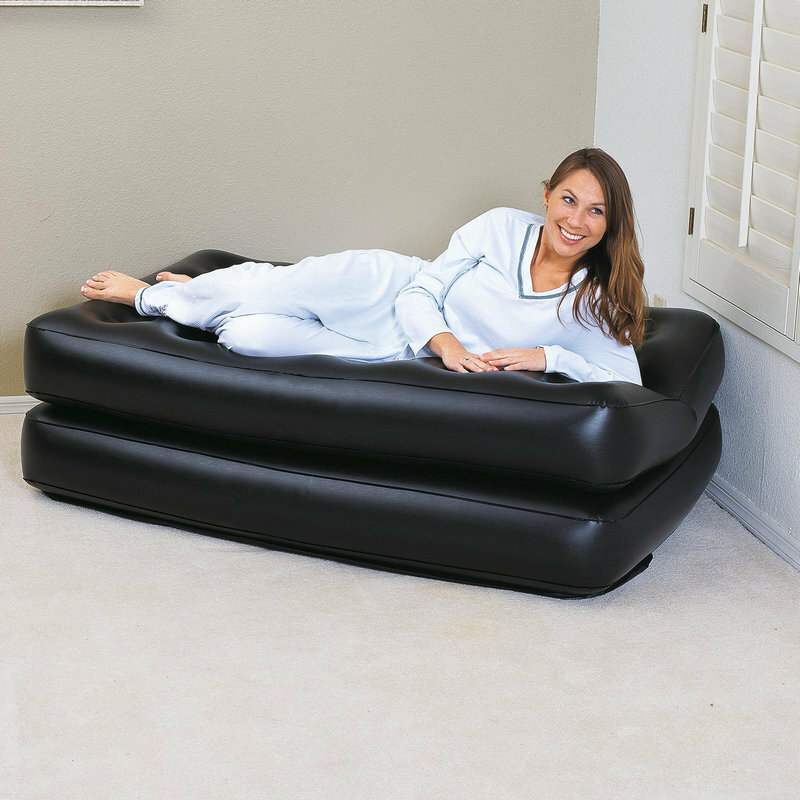 คู่ Lazy Leisure Inflatable โซฟาสีดำแบบพกพากลางแจ้งชายหาดเก้าอี้เฟอร์นิเจอร์สวมใส่เตียง