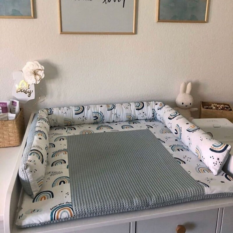 Манеж-бампер для детской кроватки, безопасная хлопковая Милая Радужная длинная подушка для защиты сна новорожденных от столкновений, детск...
