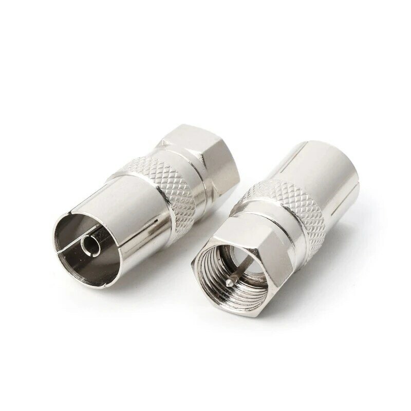 2Pcs F Type Male Plug Connector Socket to RF Coax TV Aerial Female RF Adapters