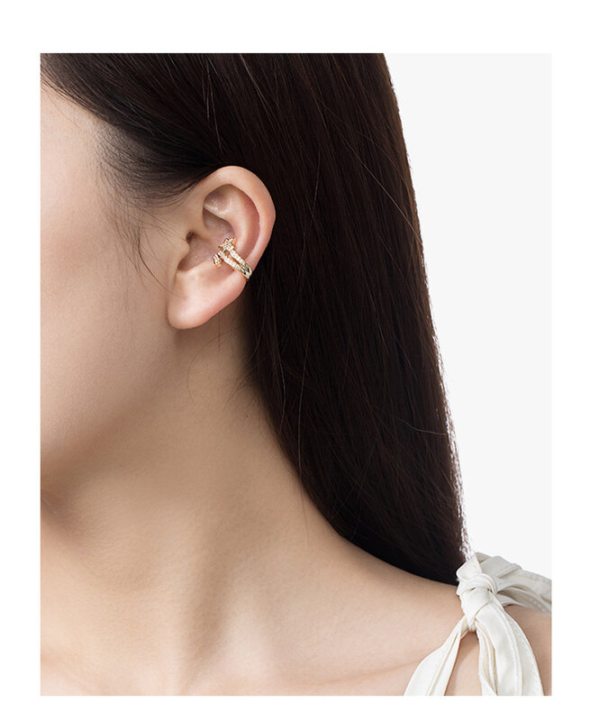 SIPENGJEL 패션 지르콘 Earcuff 피어싱 가짜 연골 귀걸이 작은 귀 스타 가짜 피어싱 귀걸이 여성 보석