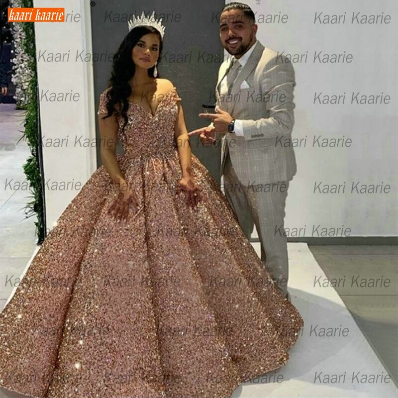 Dubai Sweetheart Bourgondië Luxe Trouwjurken 2021 Pageant Sparkly Lovertjes Arabisch Bruidsjurken Custom Made Vestido De Noiva