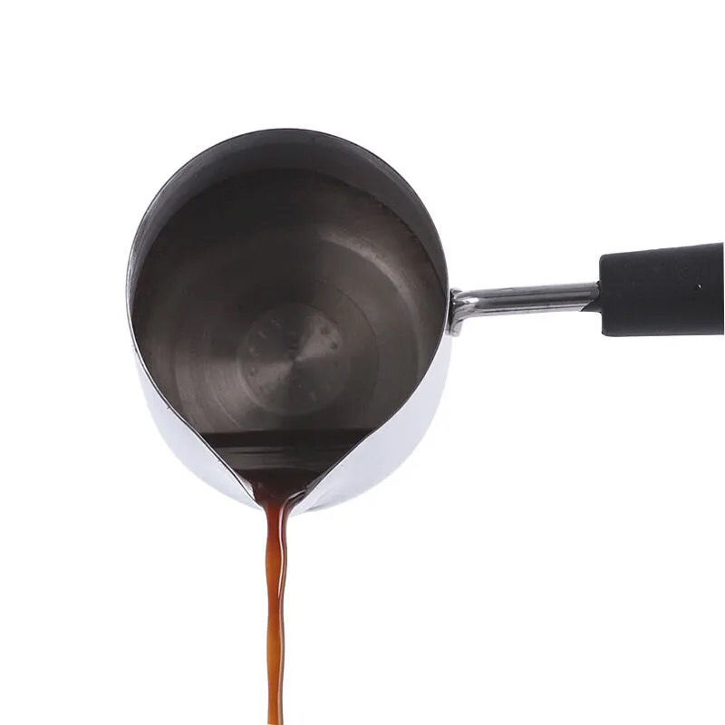 Teko Buih Susu Baja Tahan Karat dengan Teko Susu Pengukus Espresso Gagang Panjang Cocok untuk Latte Cappuccino Mentega Cair