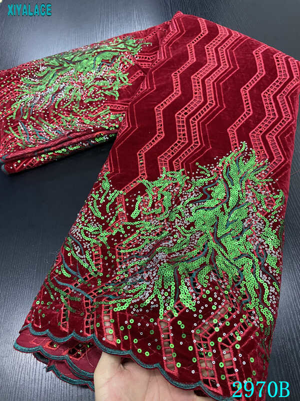 Tela de encaje de terciopelo africano, tejido bordado francés nigeriano de alta calidad para vestido de novia, YA2970B-4 de costura, 2020