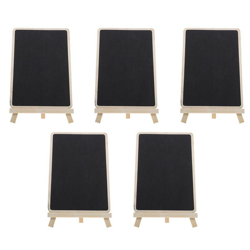 5個の黒板看板ヴィンテージ木製卓上黒板垂直ライティングボード