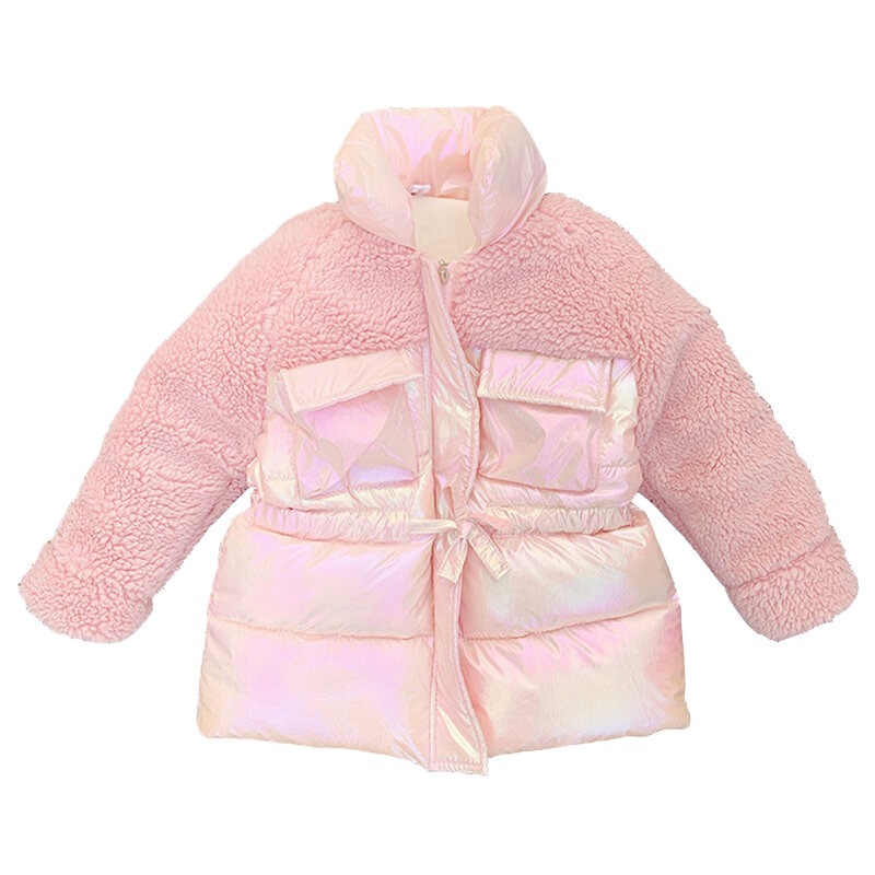 Venda quente lambswool retalhos algodão casaco crianças mais jaquetas de veludo meninas quente engrossar outerwear topos crianças roupas ws1301