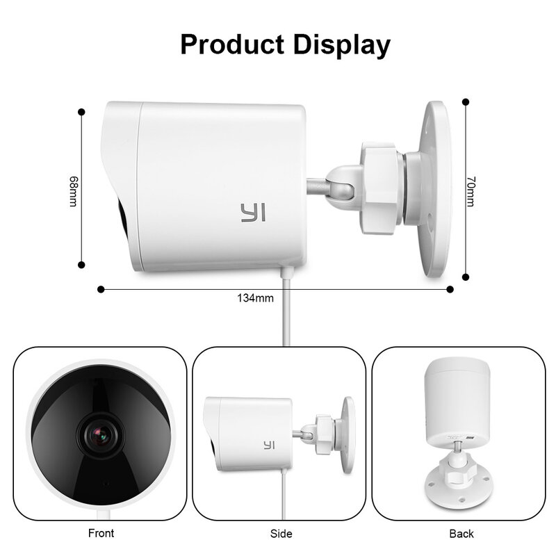 YI-cámara de vigilancia para exteriores, videocámara de seguridad resistente al agua con IP-65, visión nocturna y detección humana