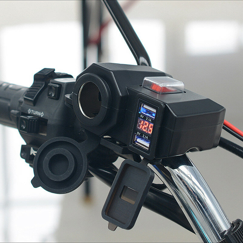 รถจักรยานยนต์ไฟแช็กSocket Splitterอะแดปเตอร์4.2A Dual USB Charger DC 12Vรถจักรยานยนต์ไฟแช็ก