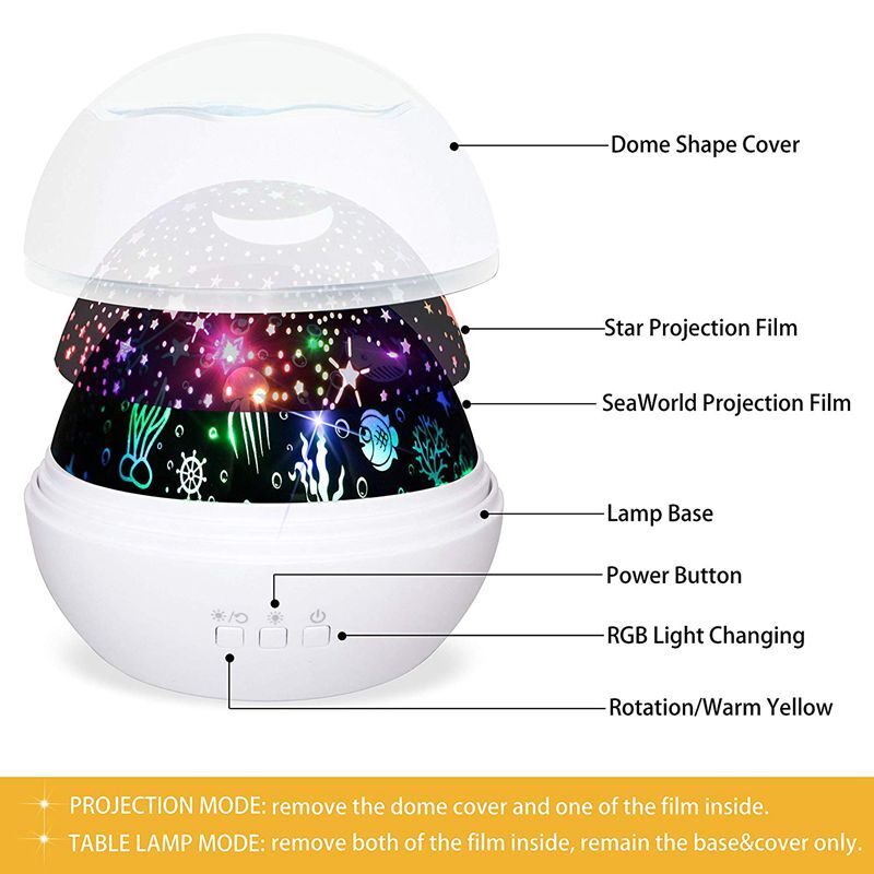 Star Projector Lamp Galaxy Night Light LED Rotating Projector Night Fancy Lighting For Kids Bedroom Decor Party
