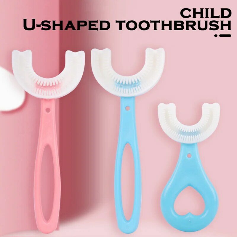 Детская U-образная зубная щетка, Силиконовая зубная щетка 360 °, детская зубная щетка, Мягкая зубная щетка, уход за ротовой полостью ребенка