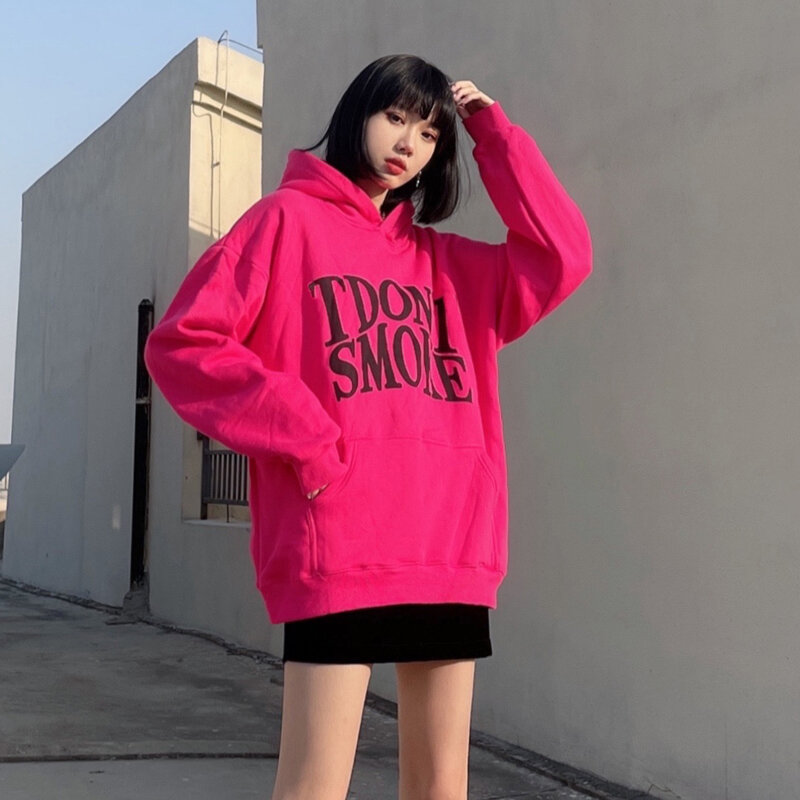 Mode Idon'tsmoke Print Hoodies Vrouwen Hooded Oversize Truien Harajuku Basic Truien Vrouwelijke Losse Streetwear Sweatshirts