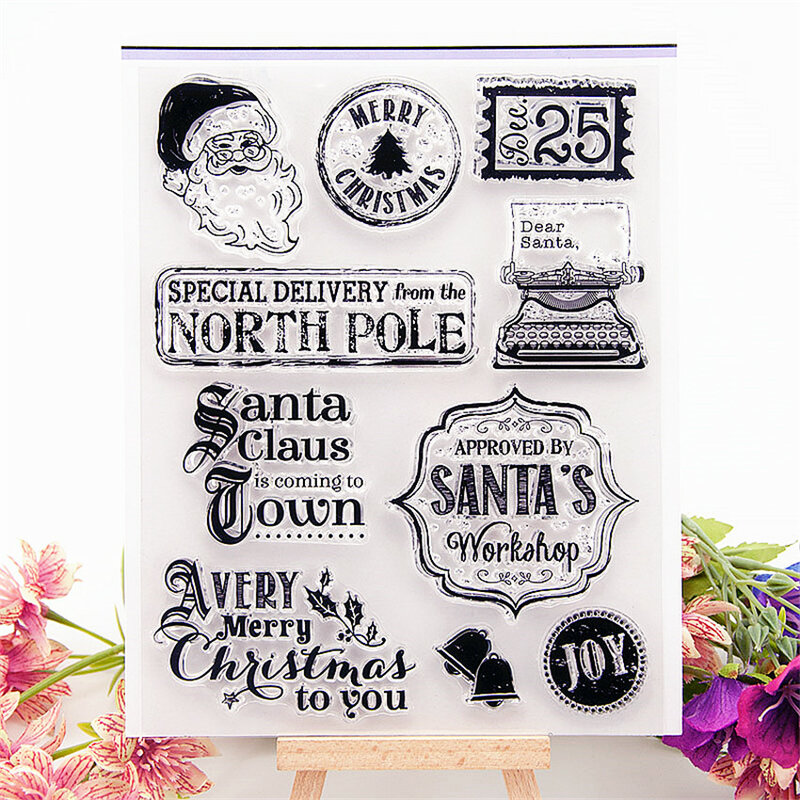 Hot sale Santa Claus Transparent Clear Stamps / Silicone Seals Roller Stamp for DIY scrapbooking photo album/Card Making