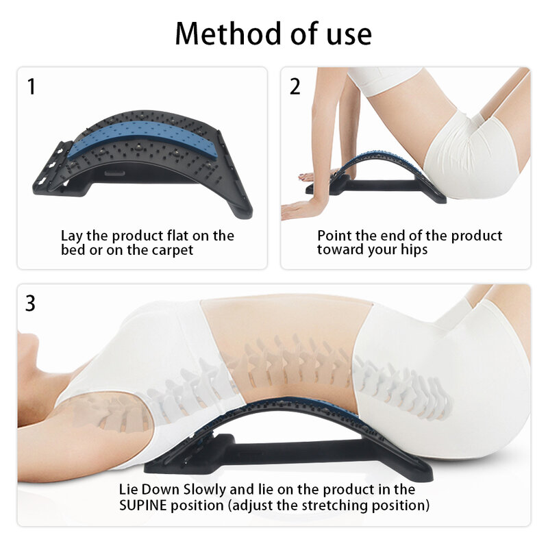 Masajeador Lumbar para espalda, herramientas de estiramiento, alivio del dolor vertebral, quiropráctico, dispositivo de tratamiento de soporte lumbar