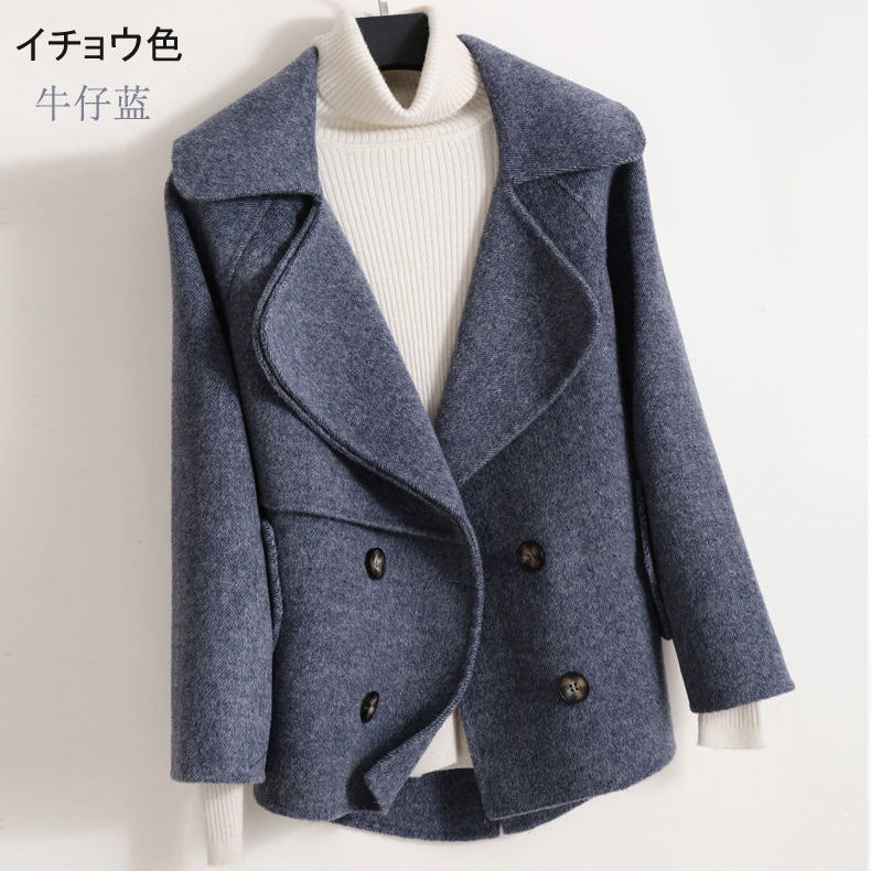 Abrigo liso de lana para mujer, chaqueta informal de manga larga, a la moda, de longitud media coreana, L736, 2021