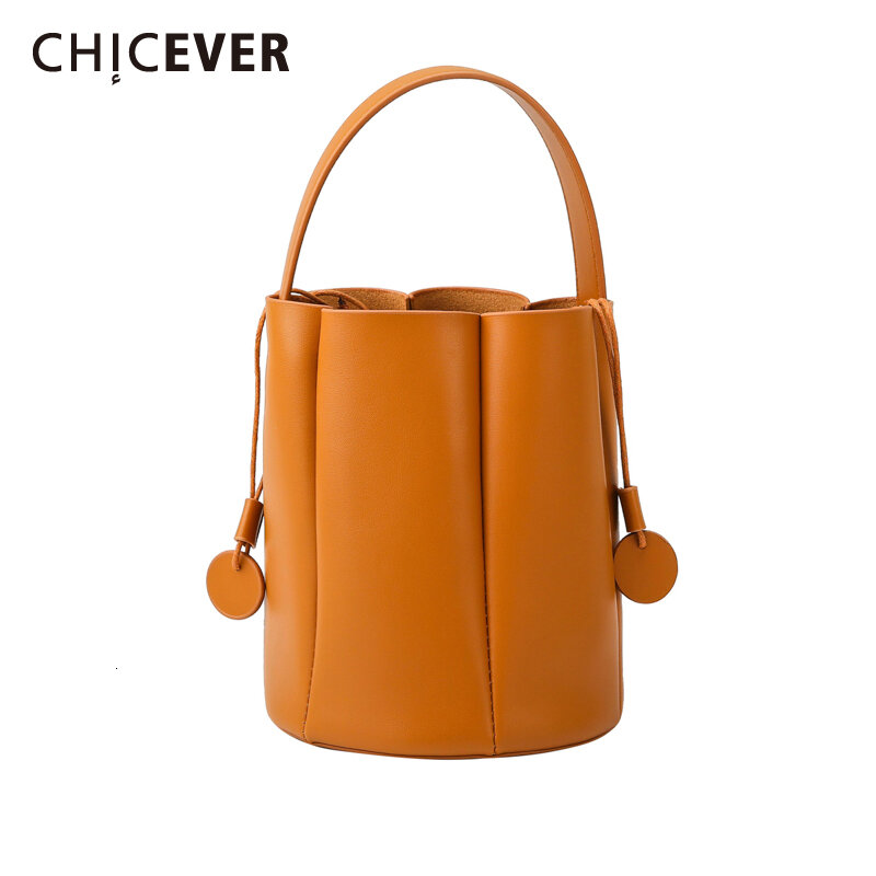 CHICEVER-수제 의류 액세서리 PU 가죽 드로스트링 버킷 핸드백 여성용, 2020 패션 장갑, 신제품