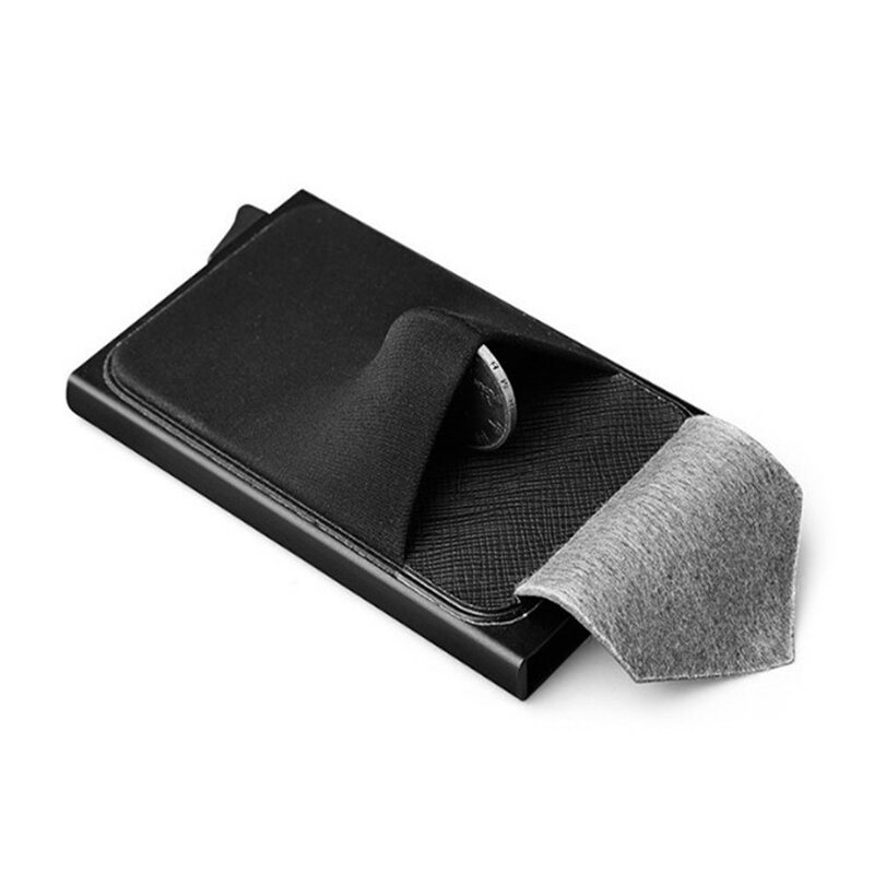 Tarjetero de aluminio para hombre, billetera de Metal delgada con bloqueo Rfid, tarjetero de identificación, monedero, 2021