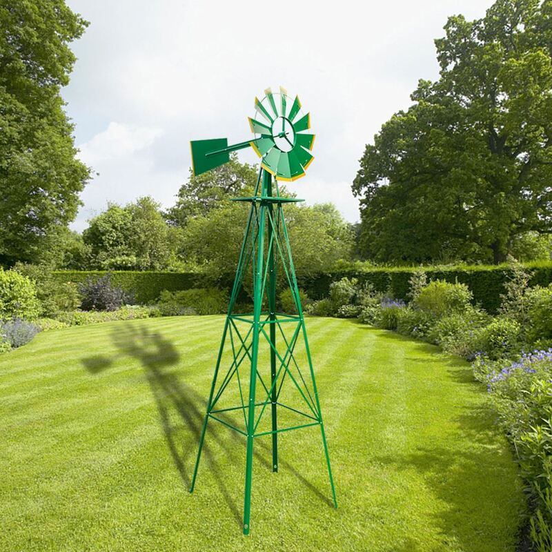 8 pies resistente a la intemperie molino de viento de jardín decoración verde hogar Decoración de patio jardín herramienta