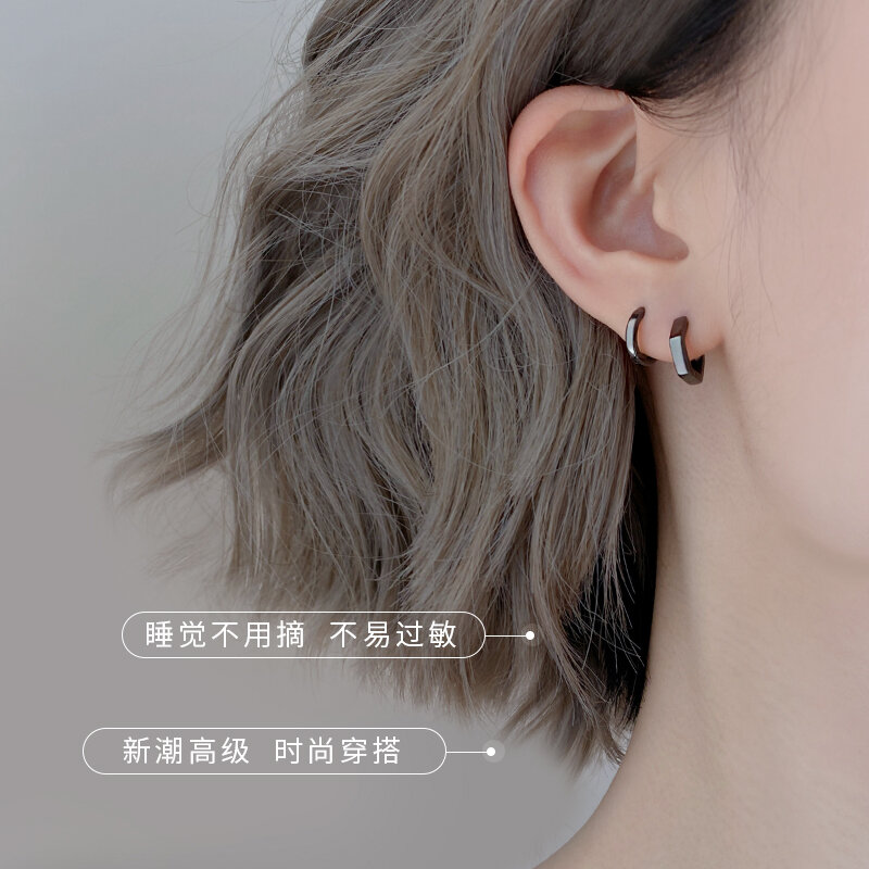Orecchini in argento Sterling 925 per donna orecchini semplici 2020 nuovi orecchini alla moda 2021 orecchini neri Ins orecchini a Clip Otica